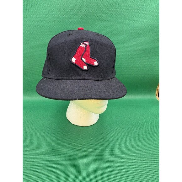 Boston Red Sox Sock Logo Hat MLB Authentic New Era 59FIFTY Fitted Cap Size 7&5/8 - Picture 1 of 10